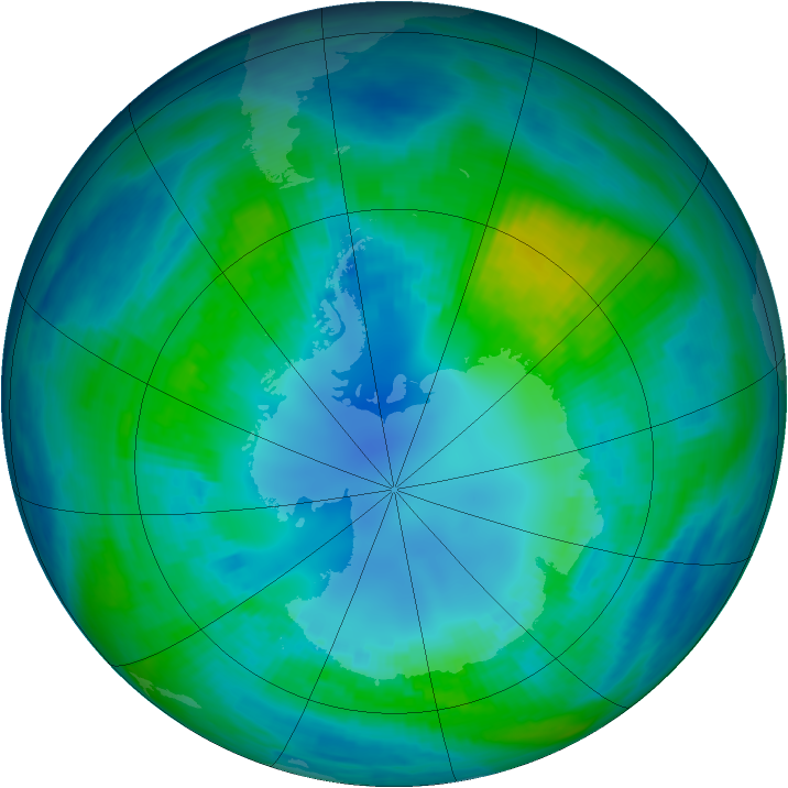 Antarctic ozone map for 24 April 1987